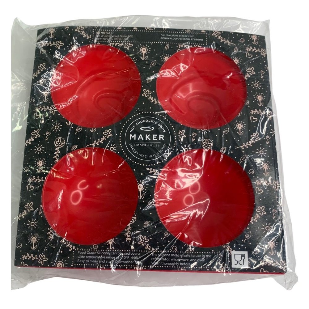Hot Chocolate Bomb Maker 2 inch Sphere Ball 4 Space Mold Silicone Red